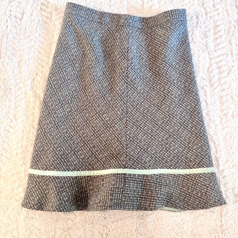 Vintage Y2K GAP Wool Blend Tweed Trumpet Skirt w/ Velvet Ribbon Accent – Size 6